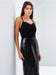Alluring Glamour Black Sequin Dress Draped Crepe Elegant Wear